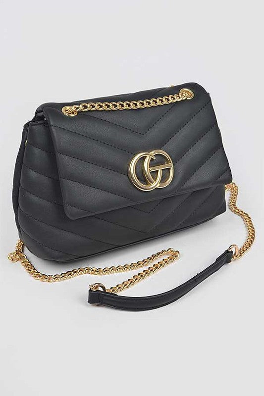 Women CG Logo Quilted Flap Closure Chain Strap Shoulder Bag Zarnesh