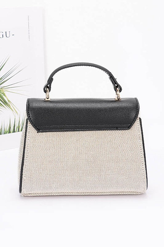 Women Canvas Two Tone Pocketbook Chain Strap Swing Bag Zarnesh
