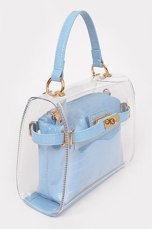 Women Convertible Stadium Tote Bag Crossbody Croc Clutch Set Zarnesh