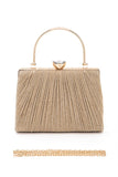 Womens Diamond Clasp Top Handle Pleated Box Clutch | Zarnesh