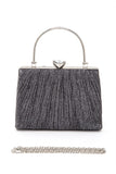 Womens Diamond Clasp Top Handle Pleated Box Clutch | Zarnesh