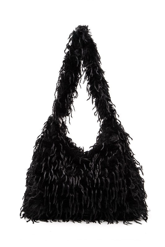 Womens  Faux Feather Hobo Slouchy Bag | Zarnesh