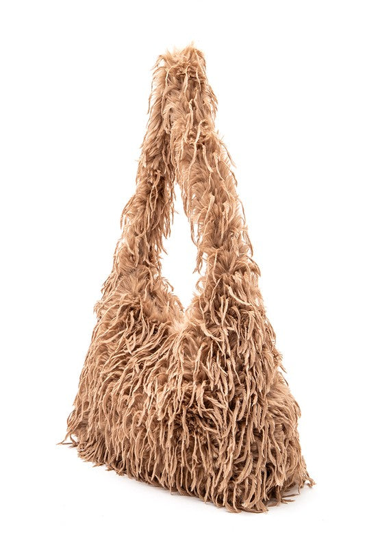 Womens  Faux Feather Hobo Slouchy Bag | Zarnesh