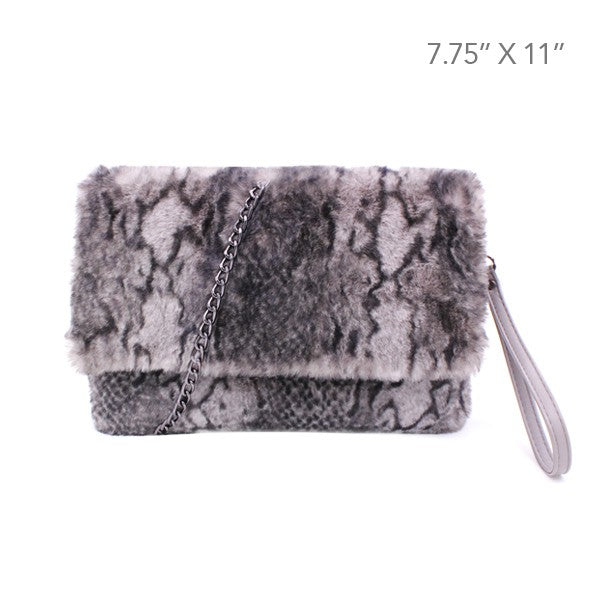 Womens Faux Fur Shoulder Clutch Purse | Zarnesh
