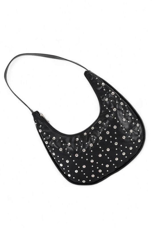 Womens Faux Leather Metal Studded Shoulder Hobo Bag| Zarnesh