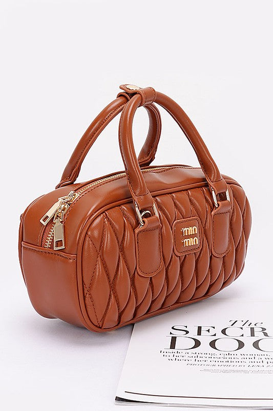 Women Faux Leather Quilted Convertible Top Handle Bag Zarnesh