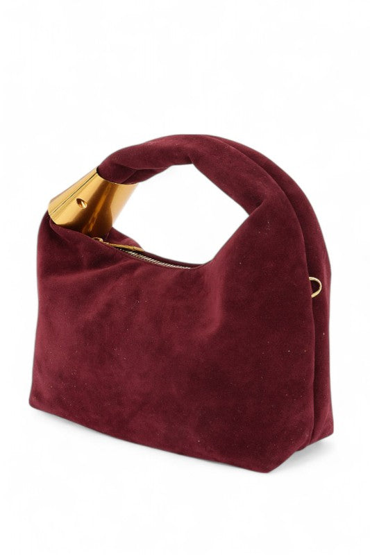 Womens Faux Suede Top Handle Convertible Swing Clutch| Zarnesh 