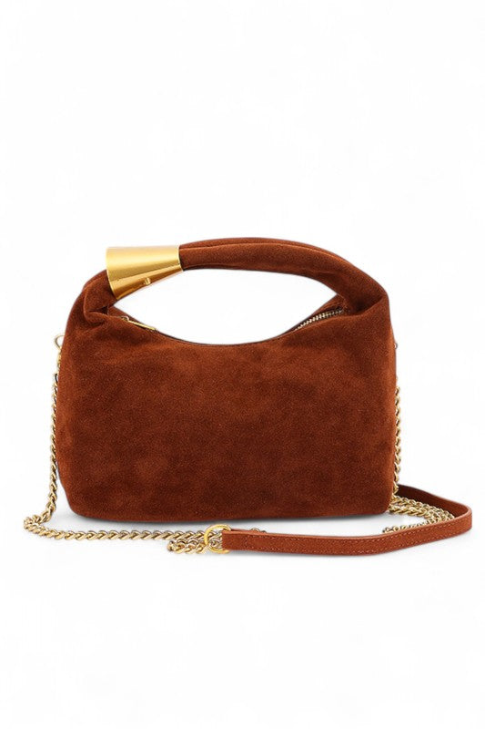 Womens Faux Suede Top Handle Convertible Swing Clutch| Zarnesh 