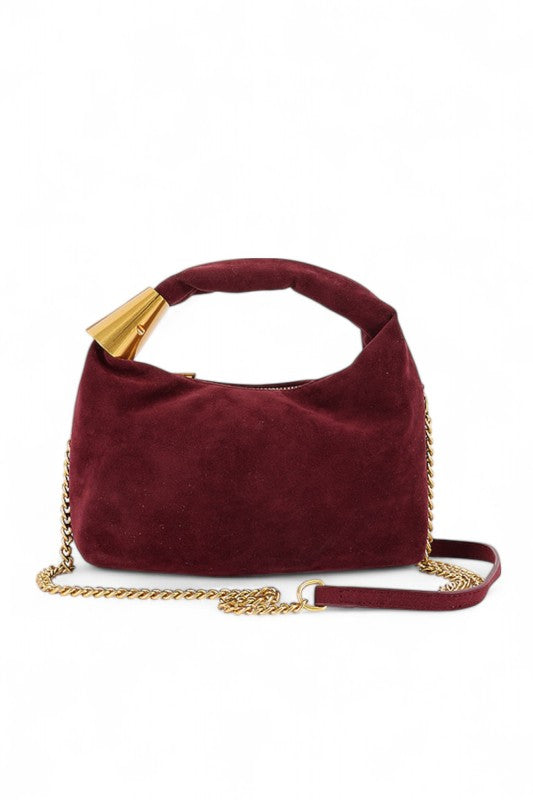 Womens Faux Suede Top Handle Convertible Swing Clutch| Zarnesh 