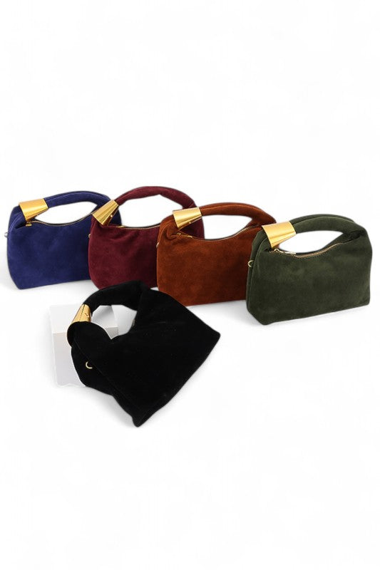 Womens Faux Suede Top Handle Convertible Swing Clutch| Zarnesh 