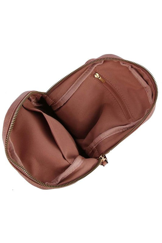 Womens Faux Vegan Leather Shoulder Strap Zip Top Sling Bag Zarnesh
