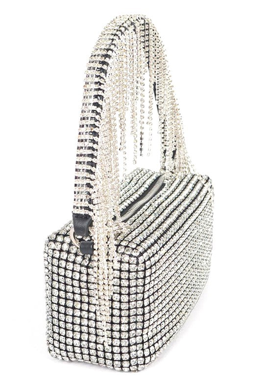 Womens Fringe Rhinestone Curtain Handle Clutch Bag | Zarnesh