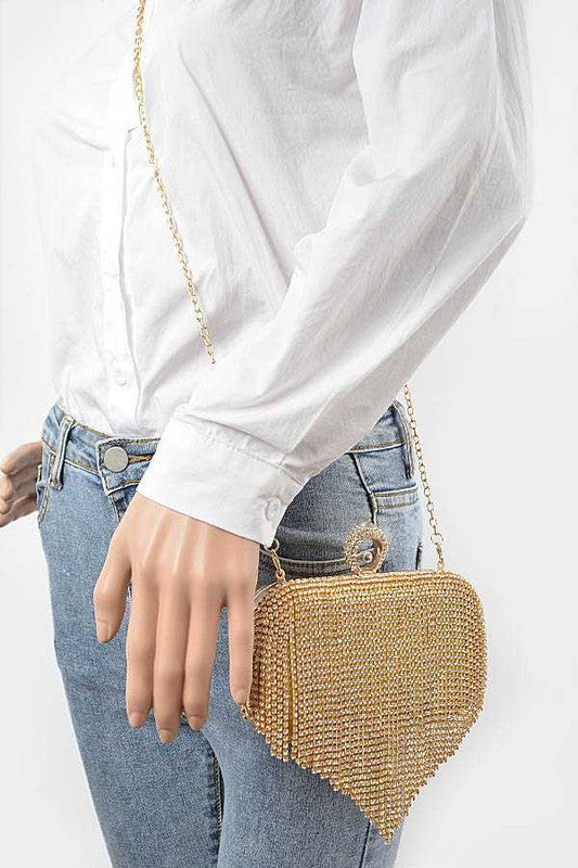 Womens Fringe Rhinestone Convertible Clutch Bag | Zarnesh