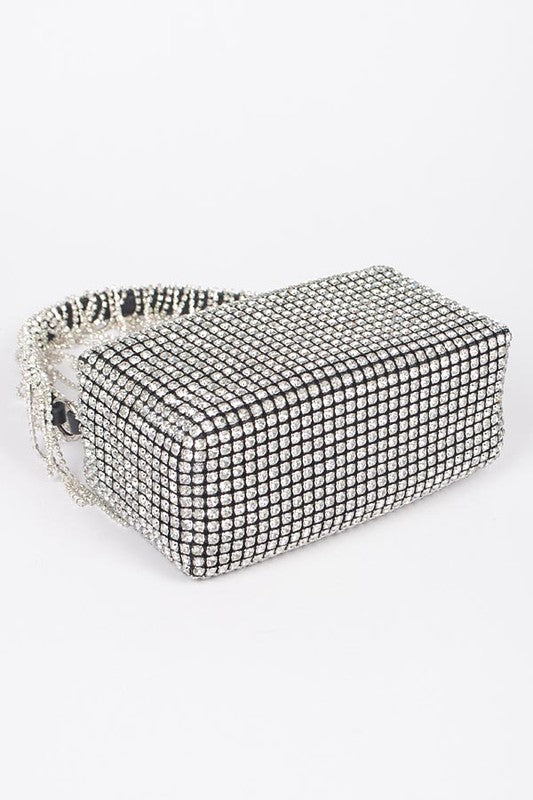 Womens Fringe Rhinestone Curtain Handle Clutch Bag | Zarnesh