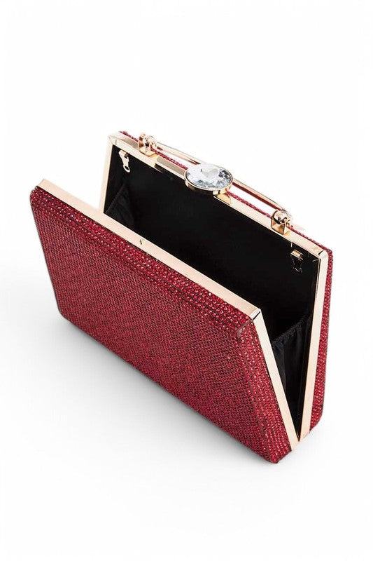 Women Full Stone Top Handle Convertible Box Clutch Zarnesh