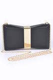 Womens Gold Trim Iconic Bow Inspired Box Clutch | Zarnesh