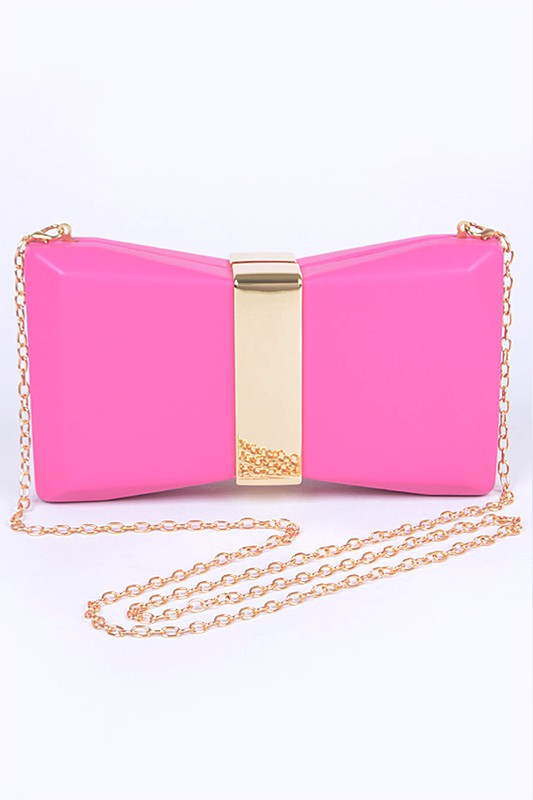 Womens Gold Trim Iconic Bow Inspired Box Clutch | Zarnesh