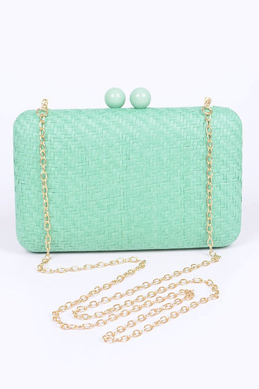 Womens Faux Straw Box Clutch – Woven Evening Bag | Zarnesh