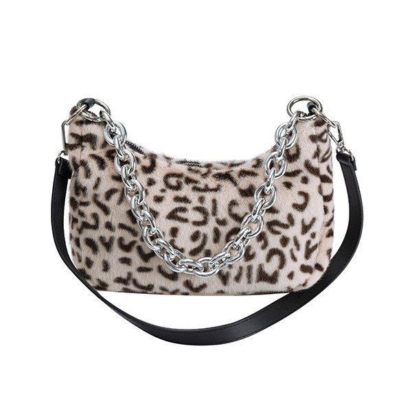 Womens Leopard Print Plush Bag | Zarnesh