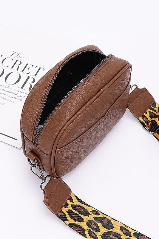 Womens Leopard Webbing Guitar Strap Crossbody Camera Bag | Zarnesh