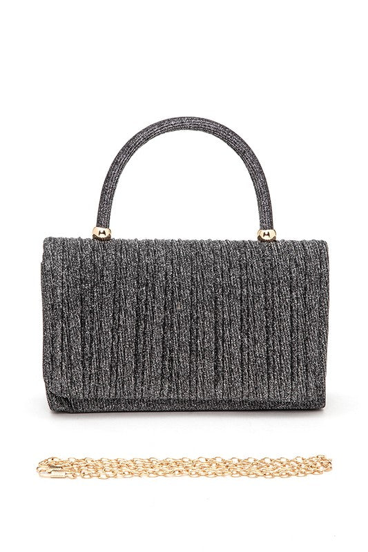 Womens Lurex Pleated Top Handle Evening Clutch Bag | Zarnesh