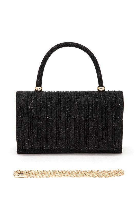 Womens Lurex Pleated Top Handle Evening Clutch Bag | Zarnesh