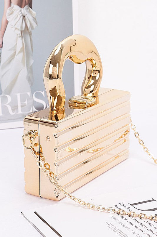 Women Luxury Metallic Top Handle Acrylic Box Clutch Bag Zarnesh