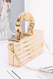 Women Luxury Metallic Top Handle Acrylic Box Clutch Bag Zarnesh