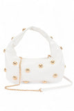 Womens Metal Studded Top Hangle Patent Faux Leather Bag Zarnesh
