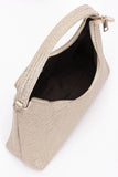 Women Metallic Straw Zip Closure Top Handle Shoulder Bag Zarnesh
