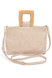 Womens Bamboo Top Handle Linen Convertible Clutch Bag | Zarnesh