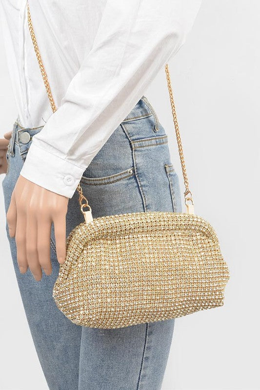 Womens Oversize Rhinestone Convertible Soft Clutch Bag| Zarnesh 
