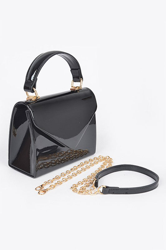 Women's Patent Leather Top Handle Swing Bag | Zarnesh