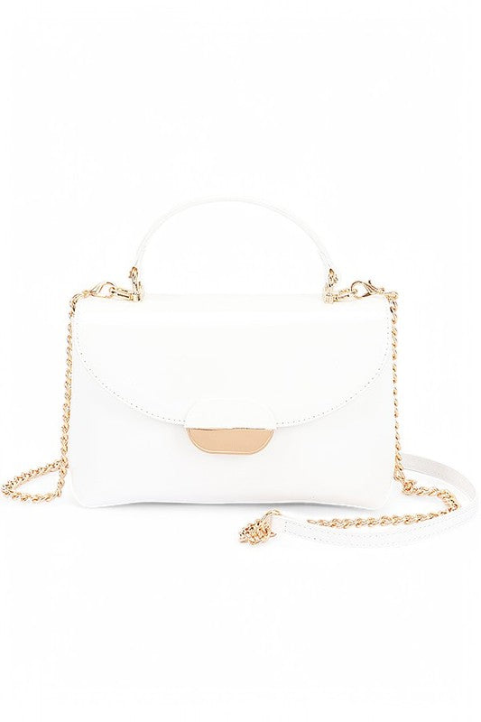 Womens Patent Faux Leather Top Handle Crossbody Bag | Zarnesh