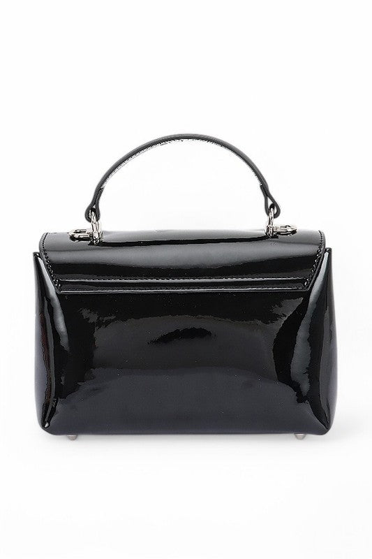 Womens Patent Faux Leather Top Handle Crossbody Bag | Zarnesh