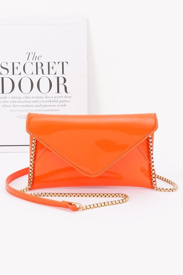 Womens Patent Finish Envelope Clutch Swing Bag | Zarnesh