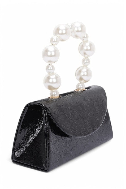Women Pearl Handle Shoulder Chain Metallic Clutch Swing Bag Zarnesh