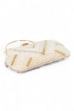 Women Pearl Rhinestone Beaded Handle Secure Closure Clutch Bag Zarnesh