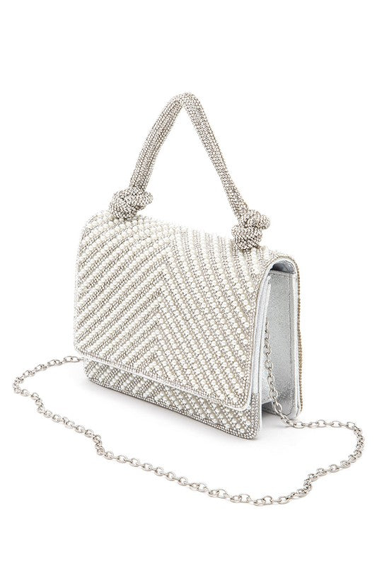 Womens Pearl Studs Rhinestone Handle Clutch Bag | Zarnesh