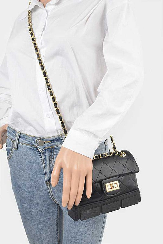 Women Silicon Bottom Quilted Shoulder Strap Bag Zarnesh