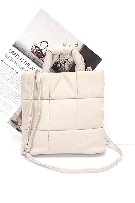 Womens Quilted Soft Puffer Top Handle Swing Bag | Zarnesh