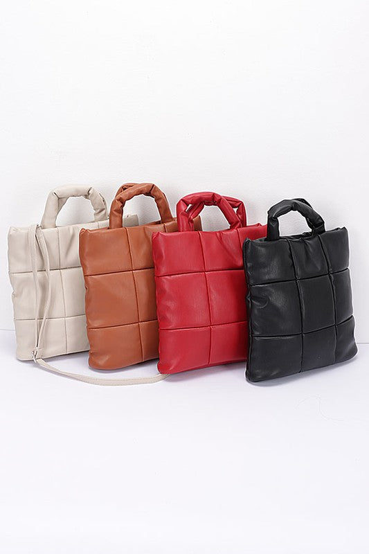 Womens Quilted Soft Puffer Top Handle Swing Bag | Zarnesh