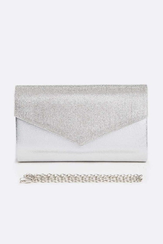 Womens Rhinestone Glitter Envelope Clutch Bag | Zarnesh