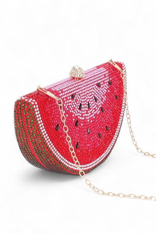 Women Rhinestone Iconic Fruit Slice Clasp Closure Box Clutch Zarnesh