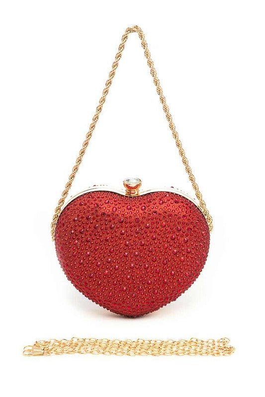 Womens Rhinestone Pave Heart Shape Party Box Clutch | Zarnesh
