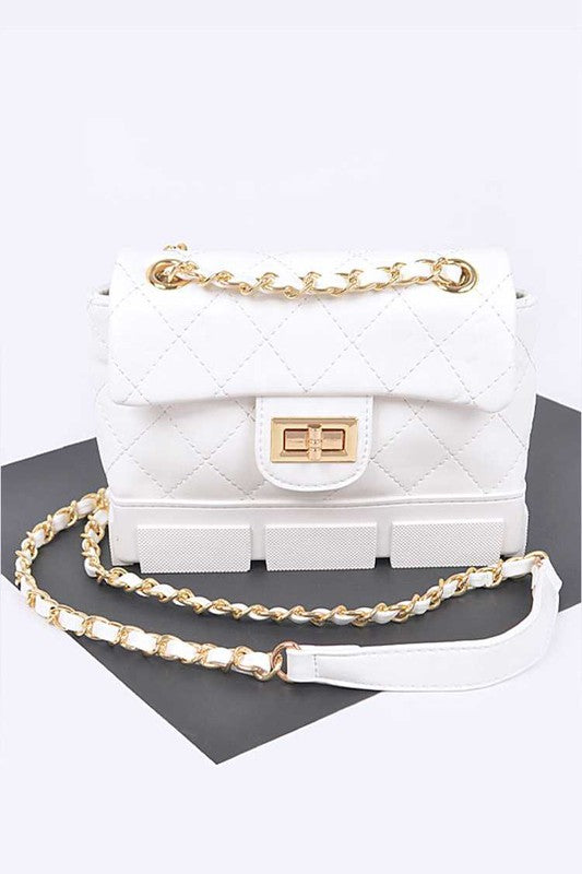 Women Silicon Bottom Quilted Shoulder Strap Bag Zarnesh
