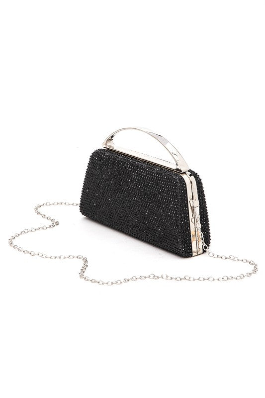 Womens Slim Top Handle Rhinestone Box Clutch | Zarnesh