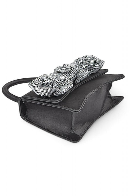 Women Sparkle Flower Top Handle Shoulder Chain Clutch Bag Zarnesh