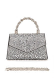 Womens Statement Rhinestone Top Handle Clutch Bag