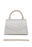 Womens Statement Rhinestone Top Handle Clutch Bag